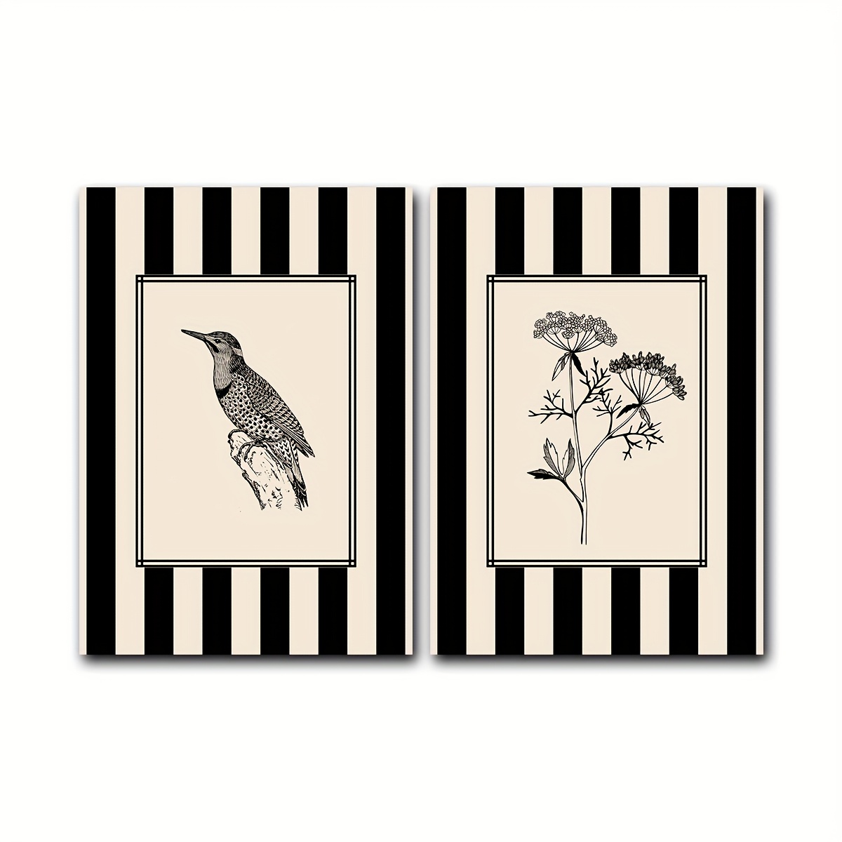 TEMU Bird And Poster Set Of 2, Wall Art, Cottagecore Wall Art, Drawing Print, Gallery Wall Art Print, No Frame
