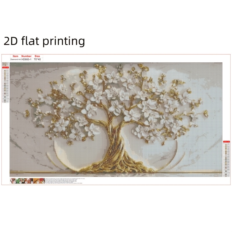 TEMU 2d Flat Printing 1pc Ultra-large Diamond Painting Kit - Elegant Platinum Marble Background With Pattern, 5d Round , Full Diamond Design, Large