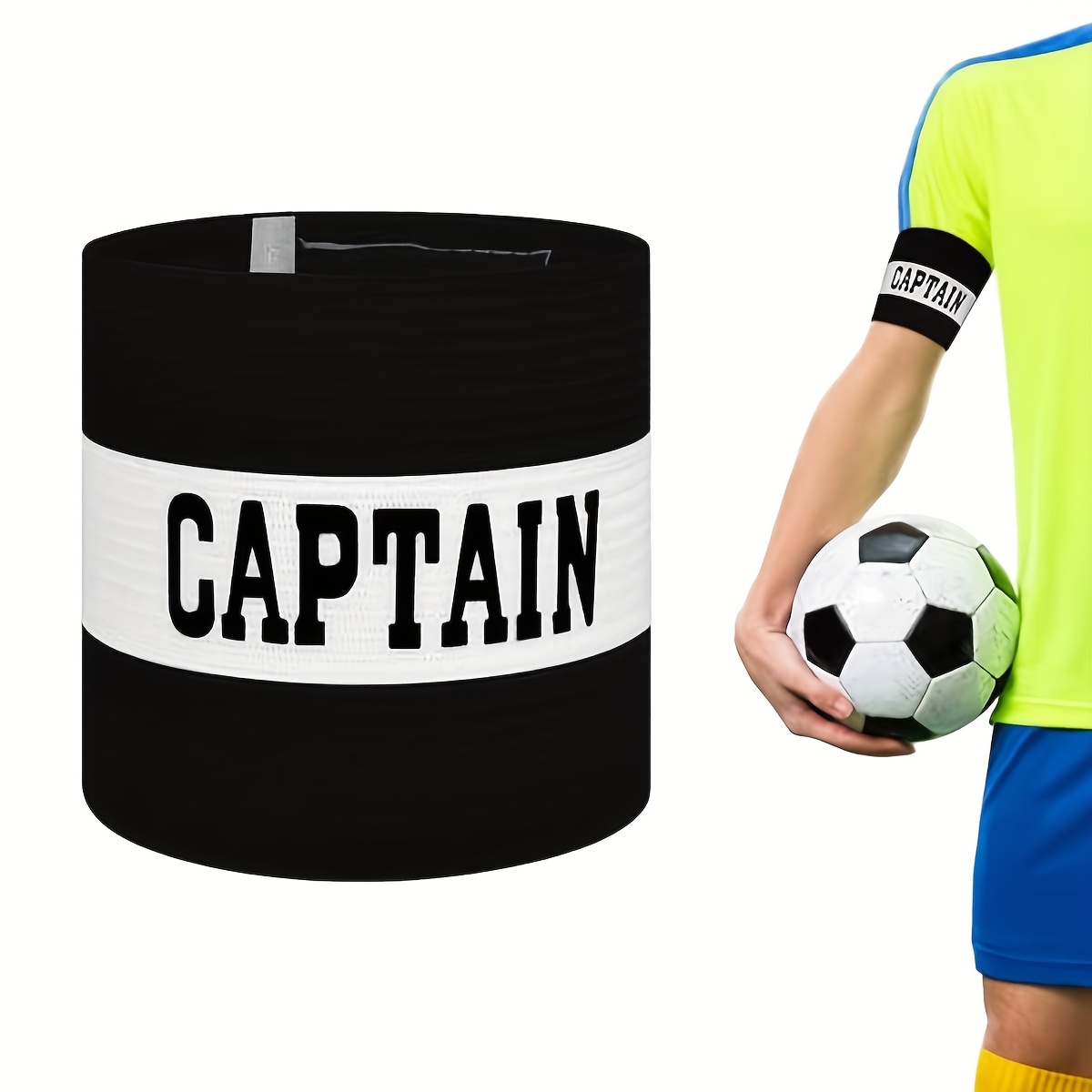 TEMU 1pc Striped Football Armband - Durable Elastic Style - Adjustable Nylon Band - Sports Training Badge - Green/black/blue/red/orange/yellow