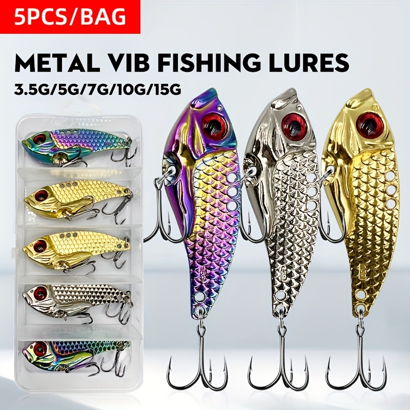 5pcs box hard vib metal wobble fish JSHANMEI Fishing Lure,5PCS Lure with Treble Fishing Hooks Crankbait Bass Spinner Blade Spoon Lure Saltwater Freshwater with Tackle Box, Spinners & Spinnerbaits 1 Piece 90mm 8.5g Pencil Luminous night 3D stereoscopic eyes 5Pcs/Box Fishing Lure Kit Metal