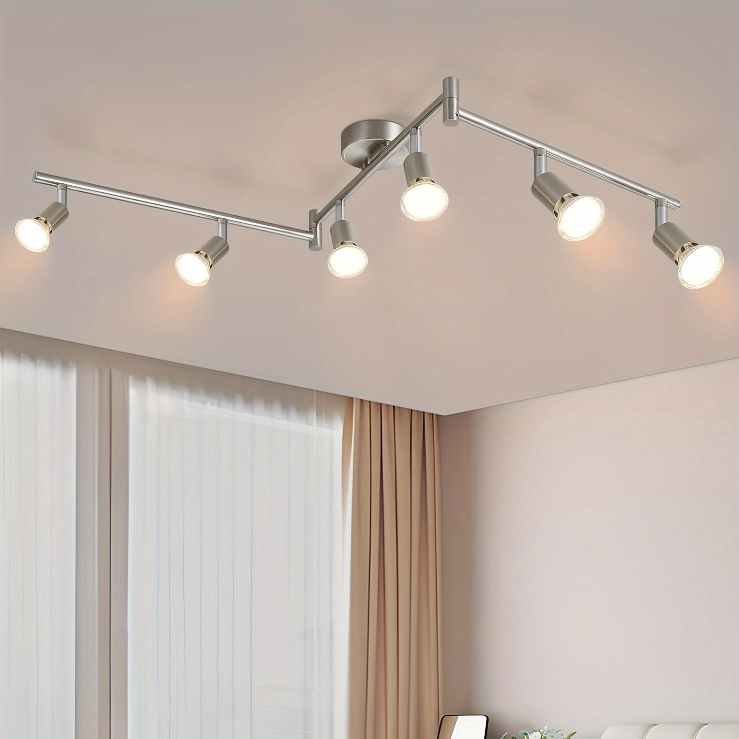 Modern Led Ceiling Spotlight With 6 Flames, Black , Adjustable For Use In , Kitchens, Bedrooms, And Living Rooms (bulb Not Included)