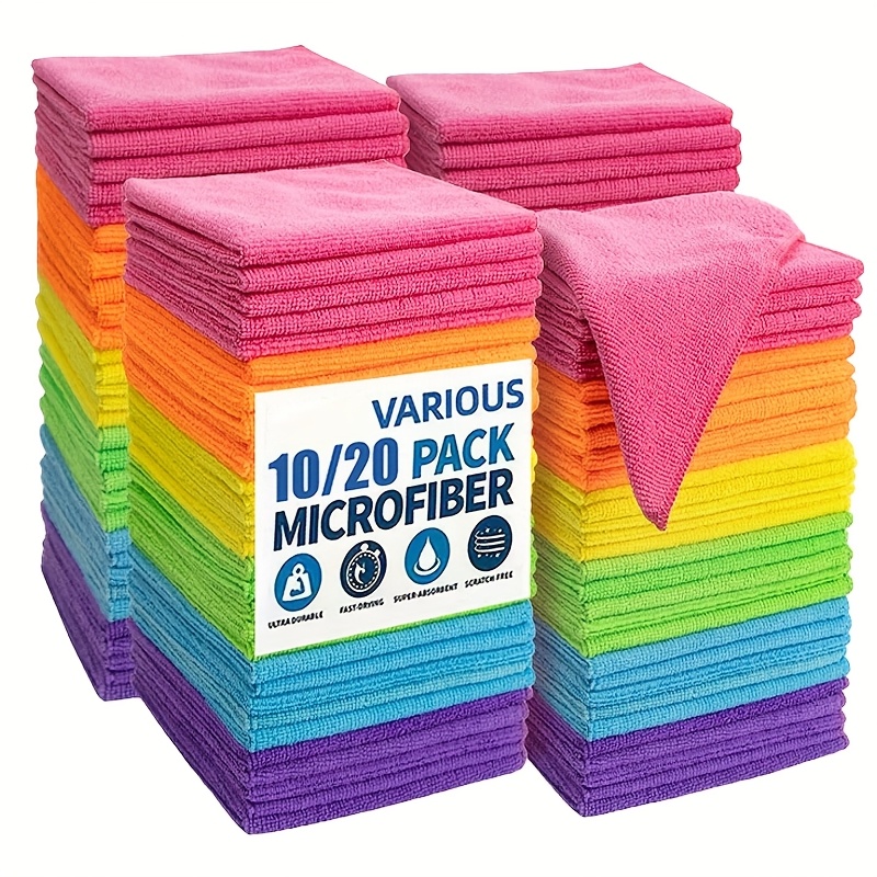 20 10pcs multi purpose microfiber cleaning towels reusable cleaning cloths absorbent durable and quick drying suitable for kitchen yard and commercial cleaning washable gift for friends