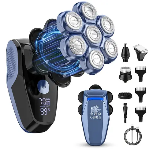 7d head shaver 5 in 1 mens bald shaver electric shaver with led display wet and dry mens grooming kit