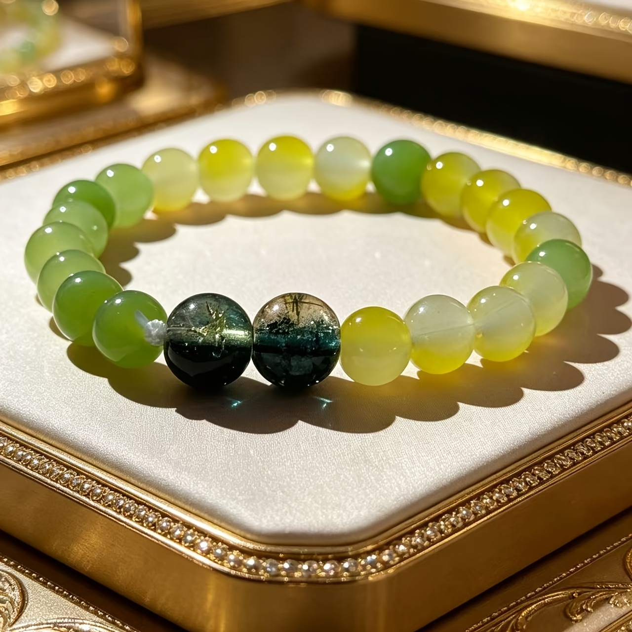 Crystal & Gradient Agate Bohemian Bracelet for Good Luck