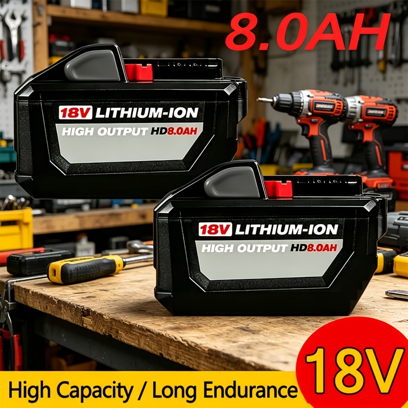 TEMU 2pack, Lithium Ion 8.0ah Battery Compatible With 18v Battery 48-11-1850 48-11-1860 48-11-1820 48-11-1840 48-11-1815 48-11-1830 48-11-1870 Fast