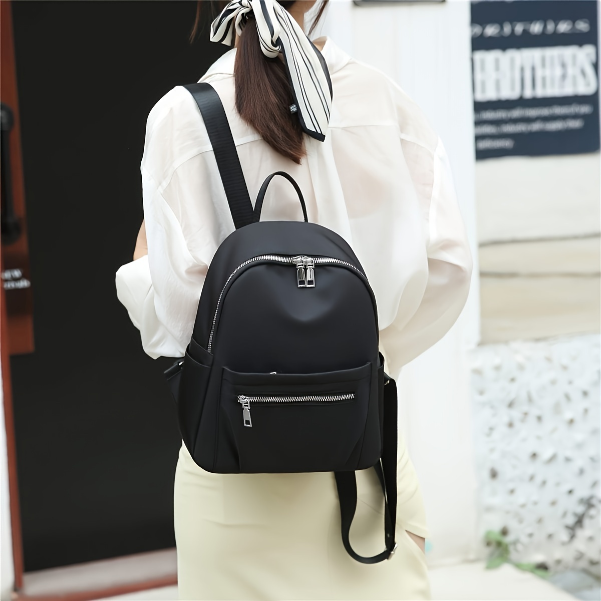 

New Classic Solid Color Backpack, All-match Women's Travel Storage Rucksack, Daily Commuter Knapsack Unisex Bag For Daily Use