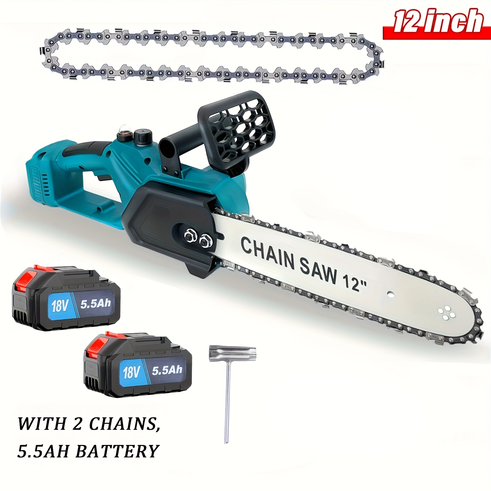 Chain Catcher Handheld Chain Battery Chainsaw Battery-Powered Chainsaw,  12-Inch Electric Saw With Dual 5500Mah