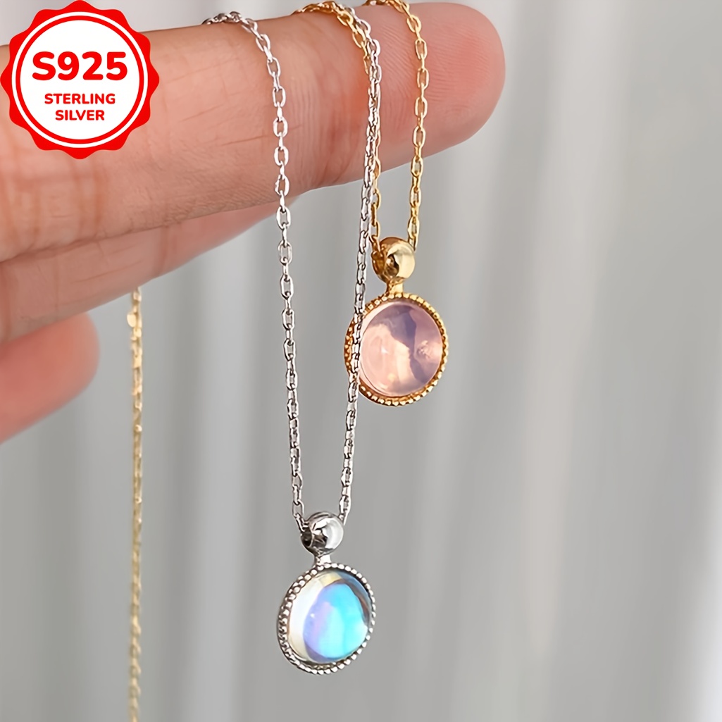 

925 Silver High-end Aurora Round Pure Silver Necklace For Women, And , Light Luxury, Clavicle Chain, Valentine's Day Gift