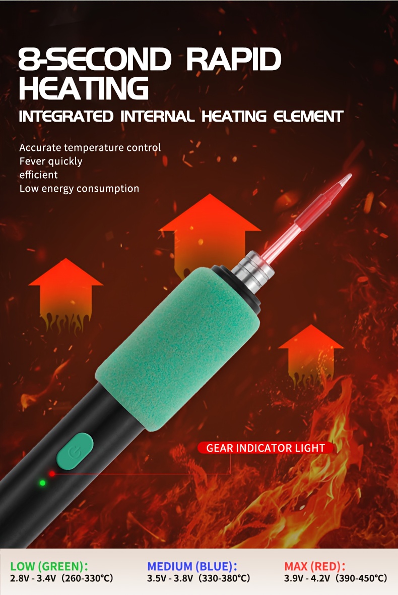 mini soldering iron set 5v adjustable temperature, usb rechargeable portable soldering tool, suitable for home appliance repair, jewelry making, diy projects -   soldering iron, three soldering iron tips, rosin, stand, storage box, tin soldering iron, soldering and  , soldering iron kit, tin soldering wire, soldering and repair station, electric soldering iron, soldering station Product details 2