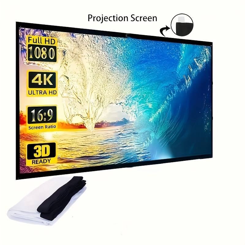 TEMU Projector Screen, Movie Projection Screen, Double-sided Video Projection Screen, Machine Washable, Suitable For Home, Parties, Office, 4k Ultra