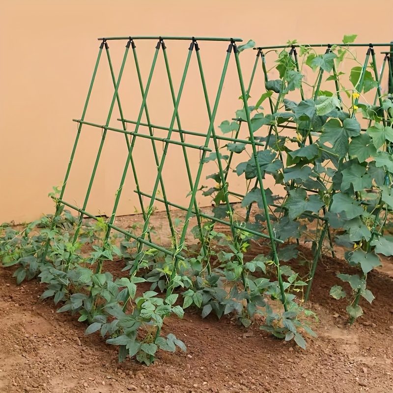 TEMU 10pcs Durable Plastic & Steel Garden Support Stakes For Climbing Plants - Adjustable Height, Sturdy Design For Roses, Peas, Beans, Tomatoes -
