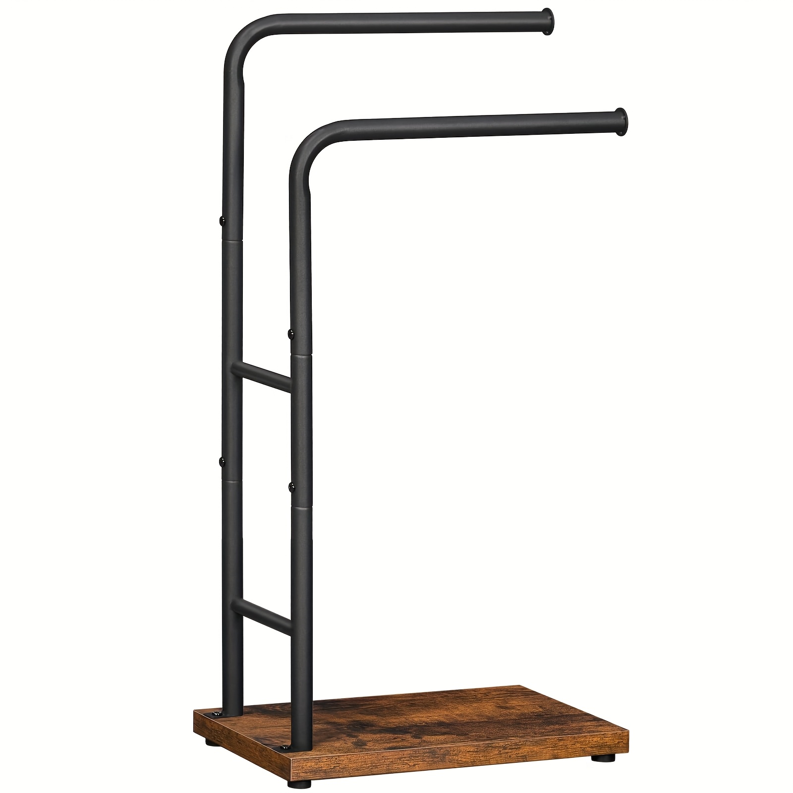 Image of Freestanding Towel Rail, Bath Towel Holder With 2 Bars, Freestanding Towel Rack, 40 X 24 X 80.5 Cm, For Bath Towels, Clothes Or Newspapers, Dark Brown-black, Towel Racks