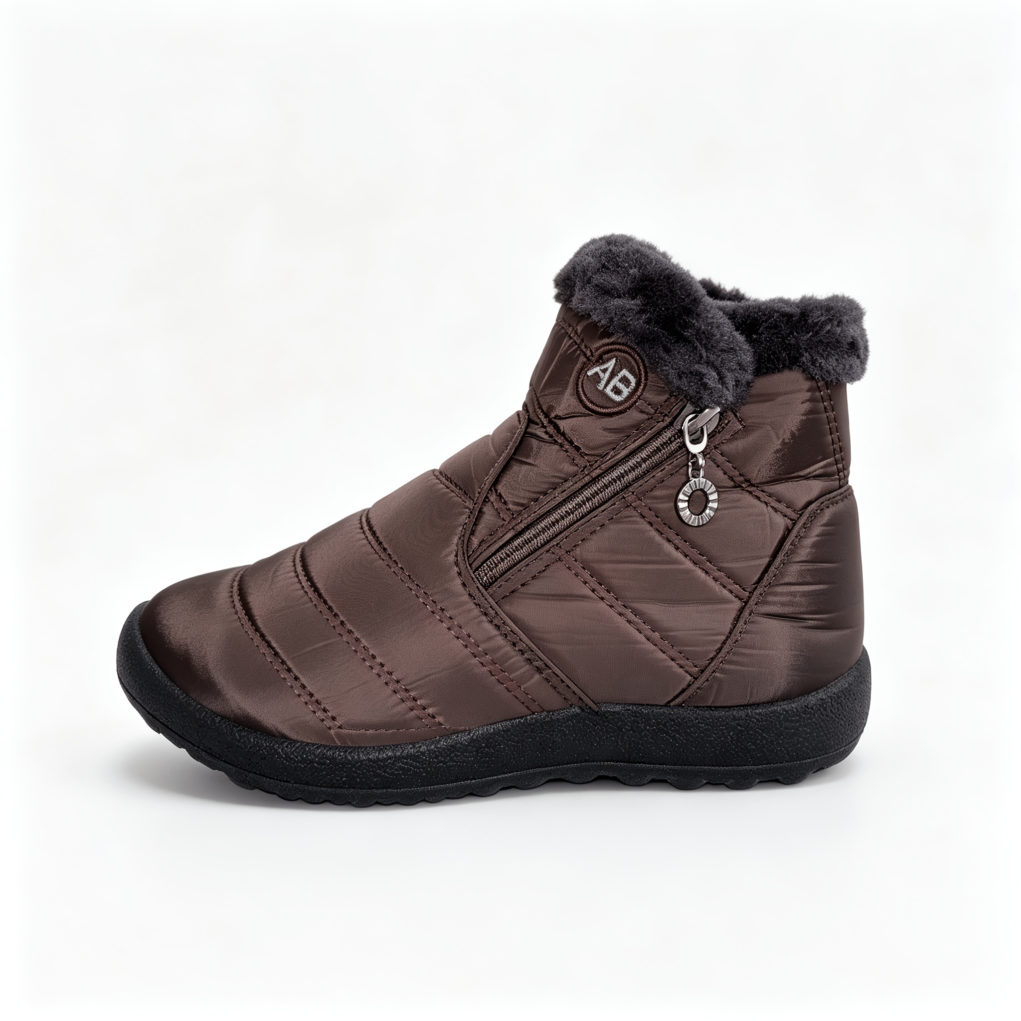 Women's Fleece Lined Side Zipper Winter Ankle Boots, Casual Wear