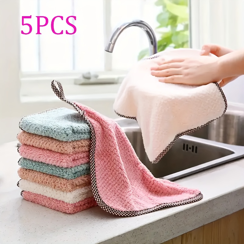 TEMU 5 Towels, Dishwashing Towels, Hand Towels, Wipes, Window Sill Towels, Kitchen Supplies, Household Supplies, Living Room Supplies, Bedroom