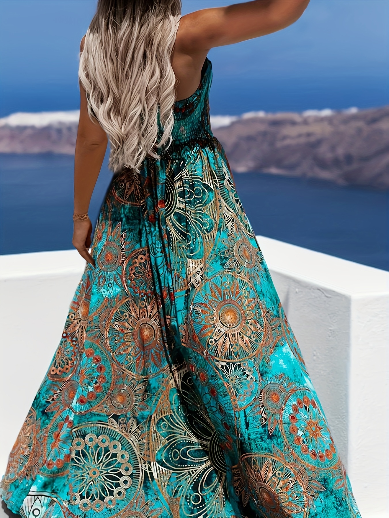 Paisley Bohemian Attire Off Shoulder Boho Chic Formal Dress Blue Boho  Paisley Print Off Shoulder Maxi