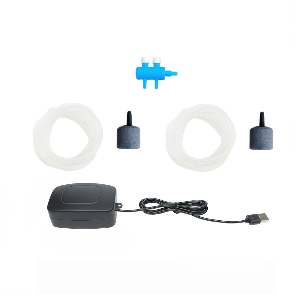 TEMU Tragbare USB-Belüftungspumpe 6-teiliges Set, beinhaltet eine Sauerstoffpumpe, einen verstellbaren Luftverteiler und zwei Luftschläuche mit zwei
