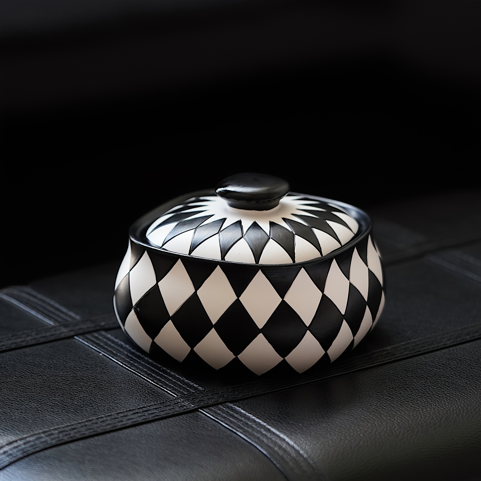 Black And White Checkered Board Desktop Decorative Box Minimalist Modern Diamond Checkers Jewelry Stationery Storage Box