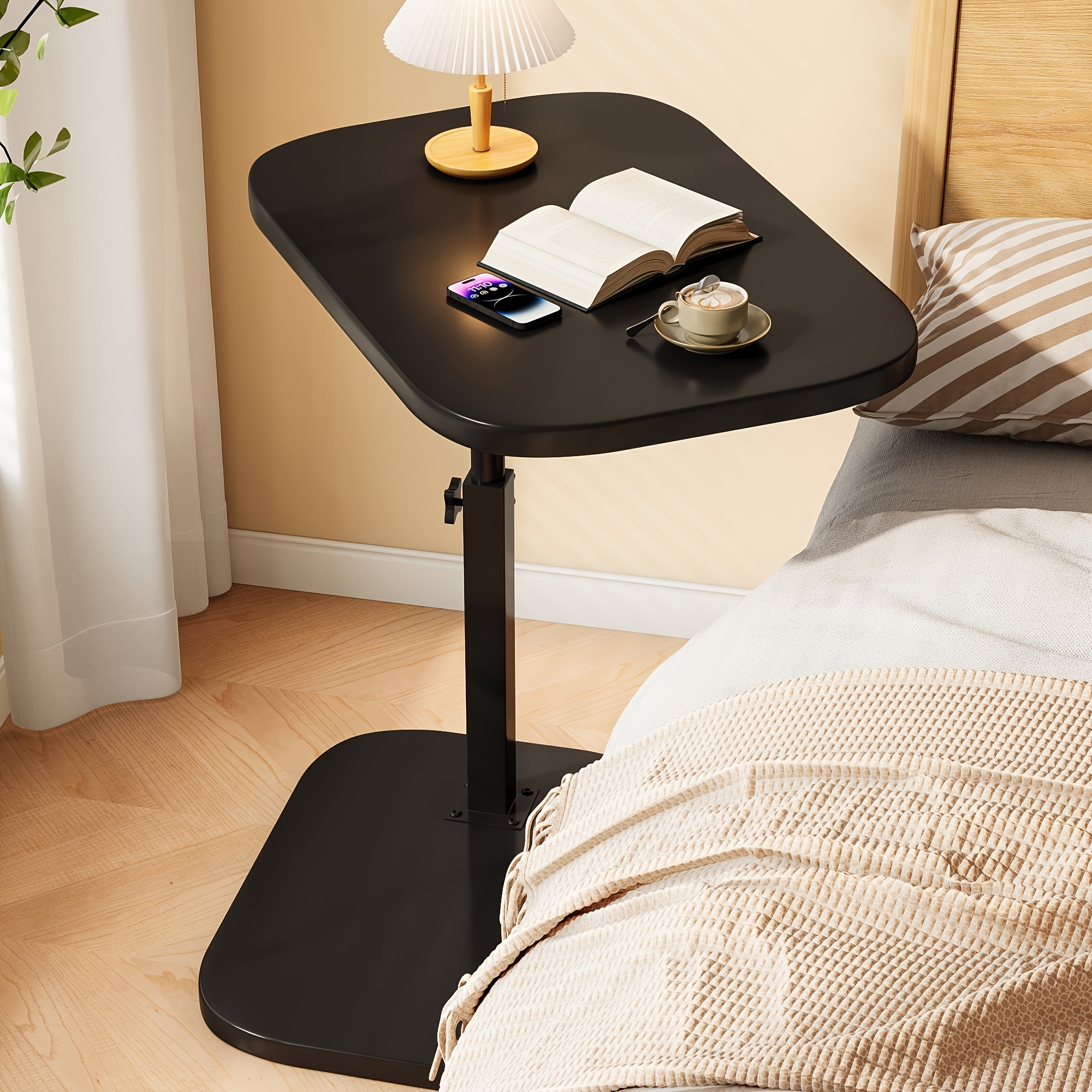 adjustable side table c shaped end table for couch 360 swivel small side table end tables for living room bedroom tv tray table for couch side tables for small spaces details 8