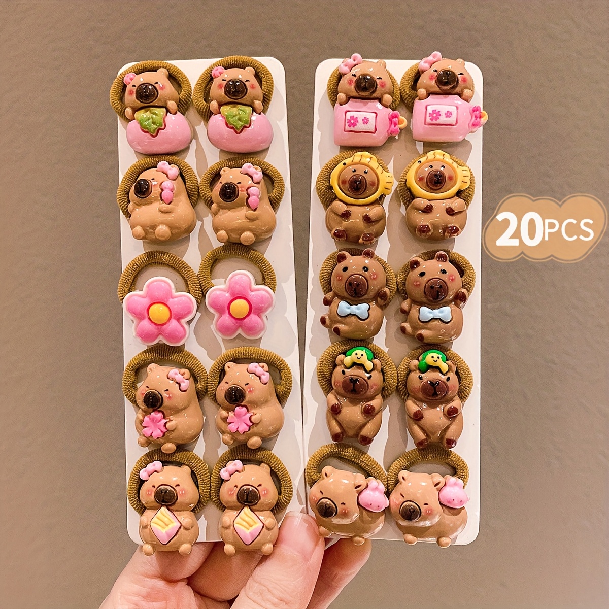 TEMU 10/20pcs Hair Additions Colorful Cute Capybara Hair Ties