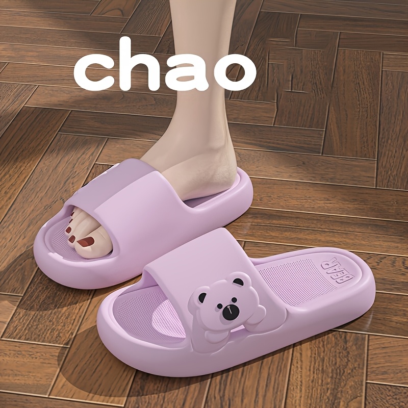 TEMU Summer Women's Slippers Casual Solid Color Indoor Home Dormitory Bathroom Shower Versatile Eva Material Thick Sole Soft Comfortable