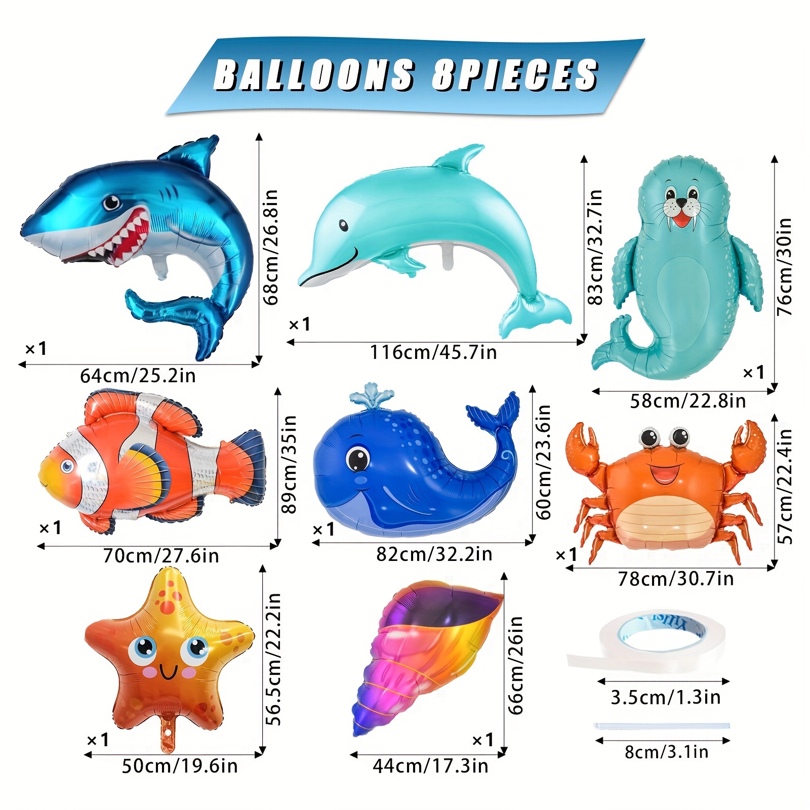 Ocean Animals Balloons Sea Animal Foil Balloons Set Sea - Temu