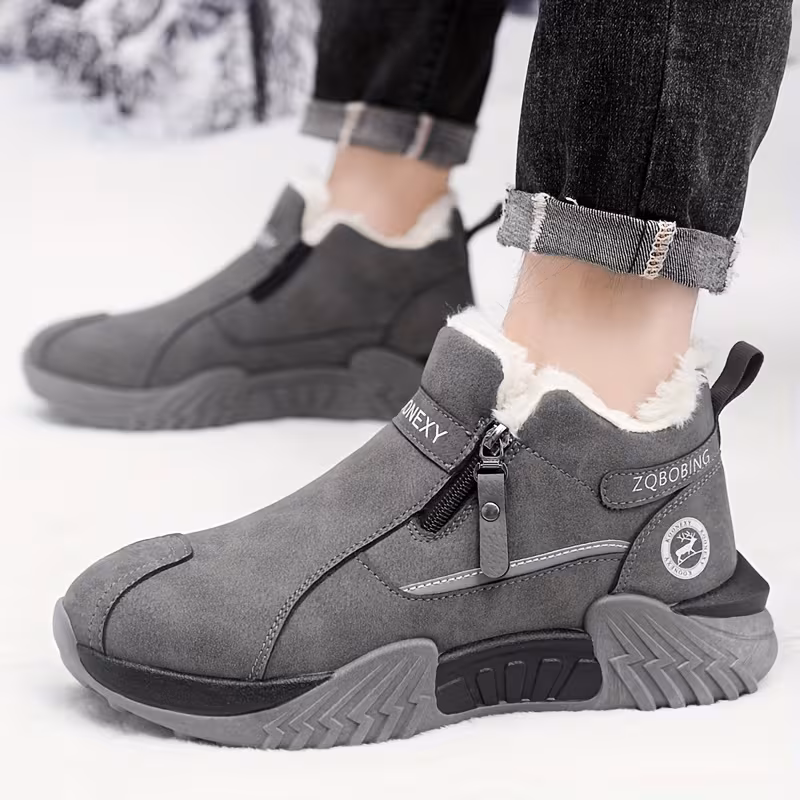 unisex winter snow boots simple and fashionable in solid colors of gray black khaki pu pull for thickened resistant pvc sole with lined for slip on lazy shoes suitable 9