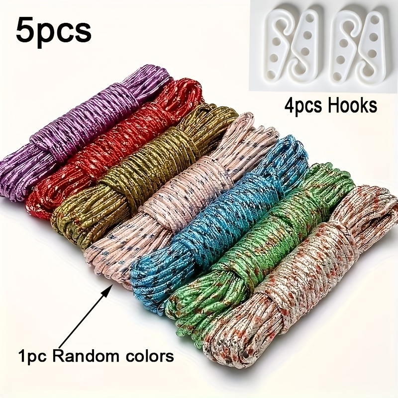 TEMU Set da 5 pezzi, in nylon da 10 /393,7 pollici + 4 ganci, per fissare e trainare oggetti, Accessori da campeggio, stendibiancheria per