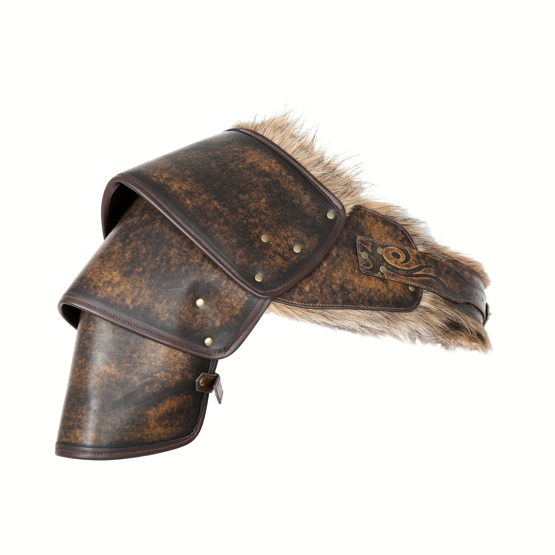 Viking Faux Leather Shoulder Armor - Medieval Cosplay Pauldron For Renaissance & Halloween