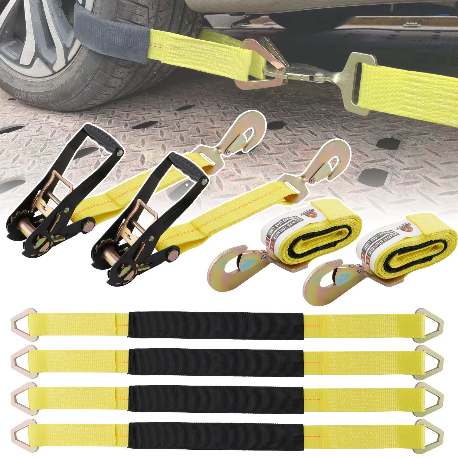 

2 Packs Of Tie Down Straps With Twisted Snap Hooks For Trailers Car 3333 Lbs Capacity Heavy-duty Tow Straps For Trailers Truck Atv Utv Suv