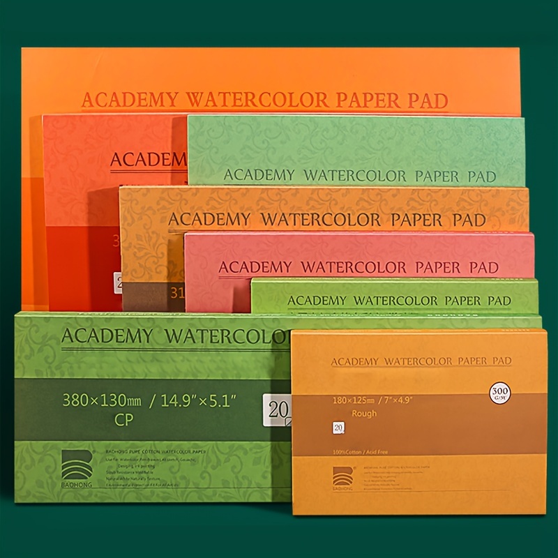 Watercolor Pad Paper, 100% Cotton 20 Sheets, 140lb/300gsm, 32K 16K