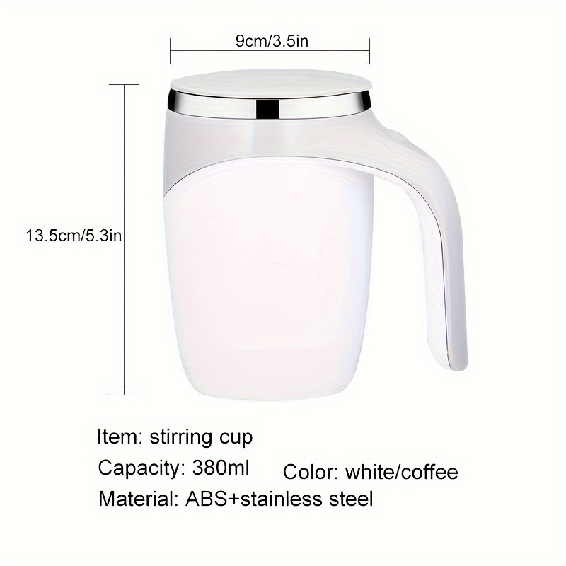 self stirring coffee mug with lid 380ml reusable round abs stainless steel cup usb charging magnetic rotating multipurpose mug with built in lithium battery machine washable details 4