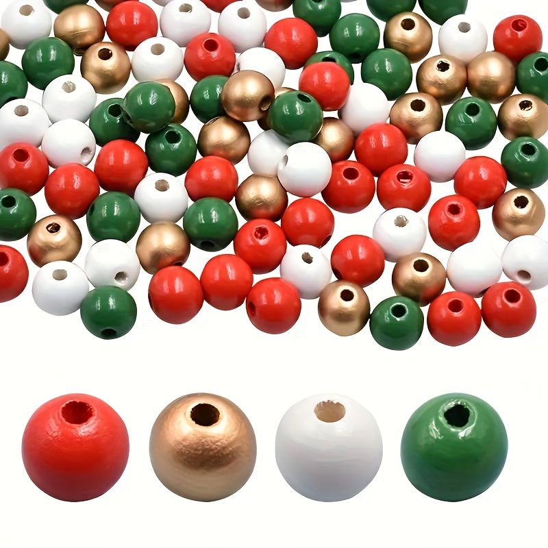 

50- Christmas- Wooden - Red, , Spacers String For Diy Crafts, Clothing, And Jewelry Making