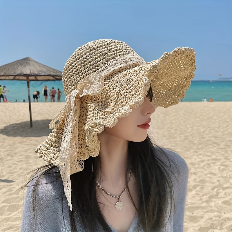 Comprar Sombreros de sol de verano para mujer, gorras con visera para  exteriores, gorra de paja hecha a mano, sombrero de sombra informal,  sombrero de copa vacío, gorras de playa para vacaciones