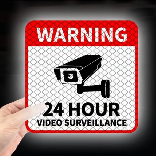 1pc 24 hour video monitoring warning sticker with camera symbol waterproof uv resistant vinyl window cover with scratch protection transparent text for christmas decorations