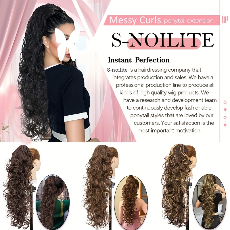 24 ponytail extensions claw long thick wavy curly claw clip in pony tails hairpiece soft natural looking synthetic hairpiece for women details 0