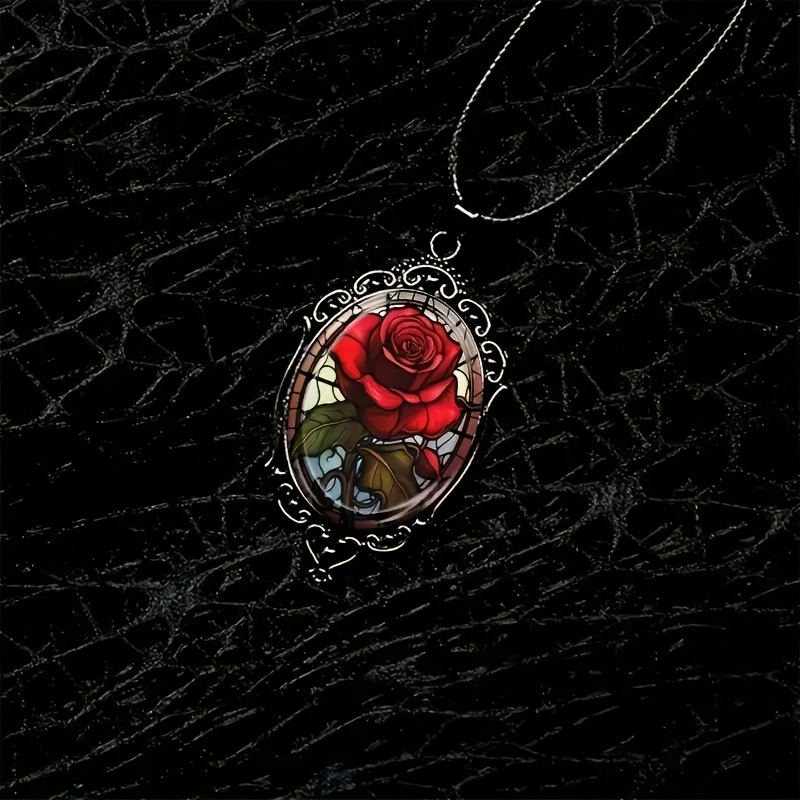 

Collier Pendentif Gothique Y2K - Rétro, Charme en Verre pour Femmes | Accessoire pour la Saint-Valentin & les Fêtes
