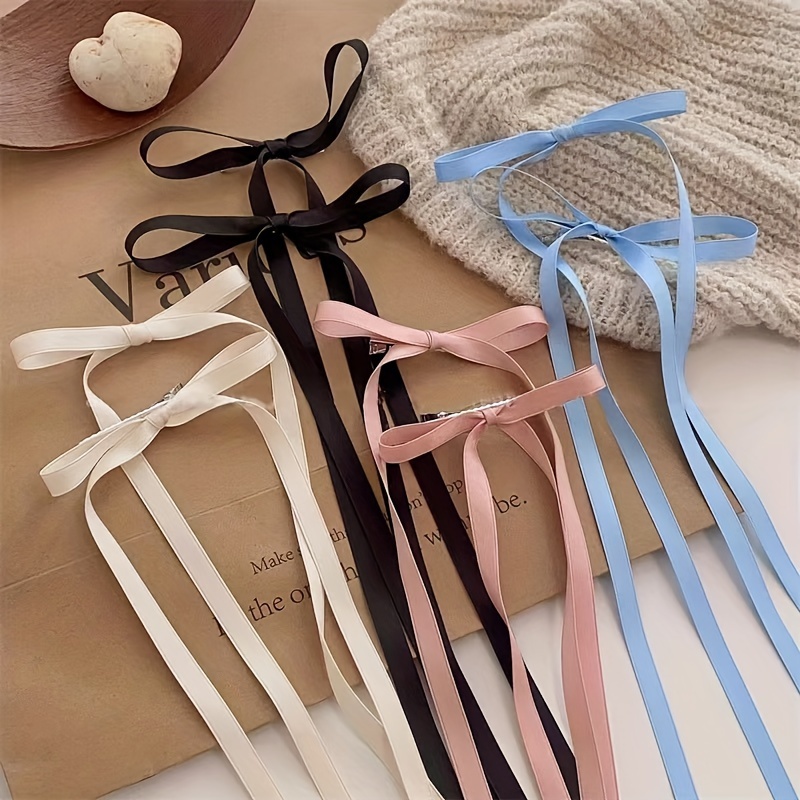 

2pcs Elegant Solid Color Ribbon Bowknot Shaped Hair Clips Trendy Hair Decoration For Women And Daily Use Wear