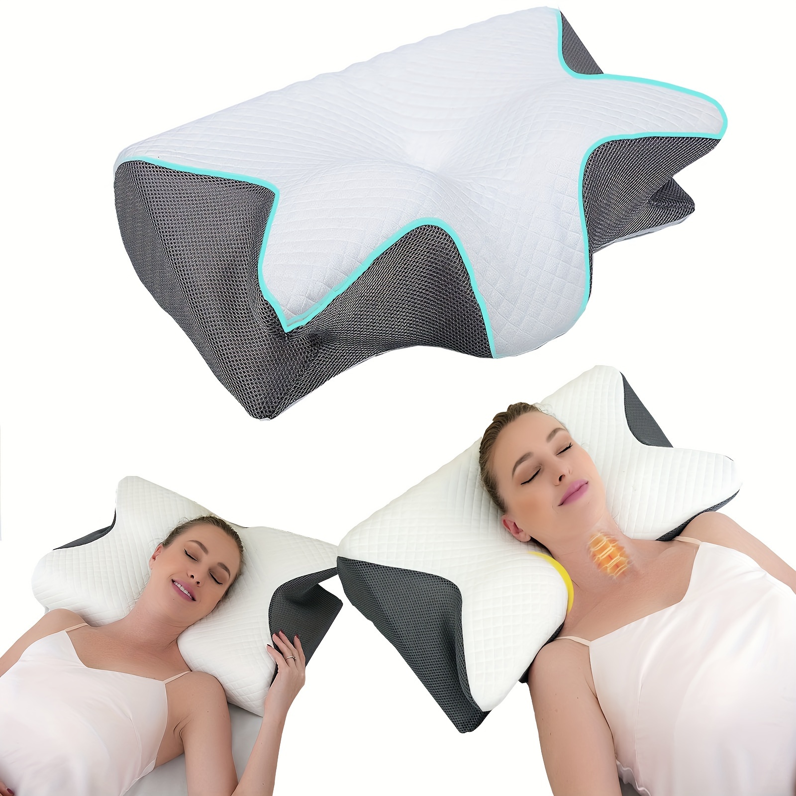 Contour Memory Foam Pillow Orthopedic Sleeping Pillows, Ergonomic Cervical  Pillow for Neck Pain - for Side Sleepers, Back and Stomach Sleepers, Free