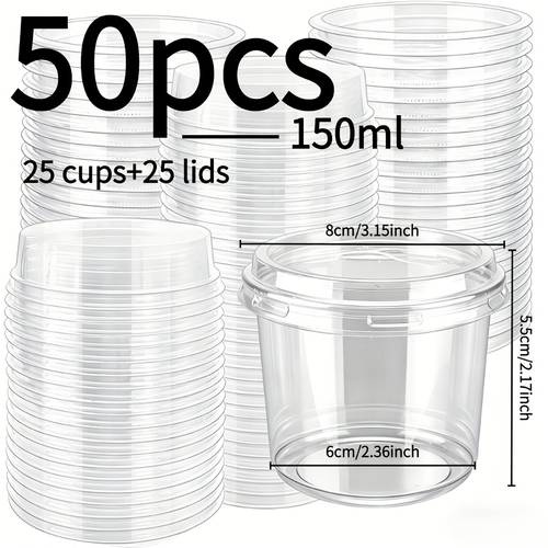 50 pack plastic dessert cups with lids mousse cups dessert cups beverage cups yogurt parfait cups and reusable suitable cake fruit parfait pudding and cups