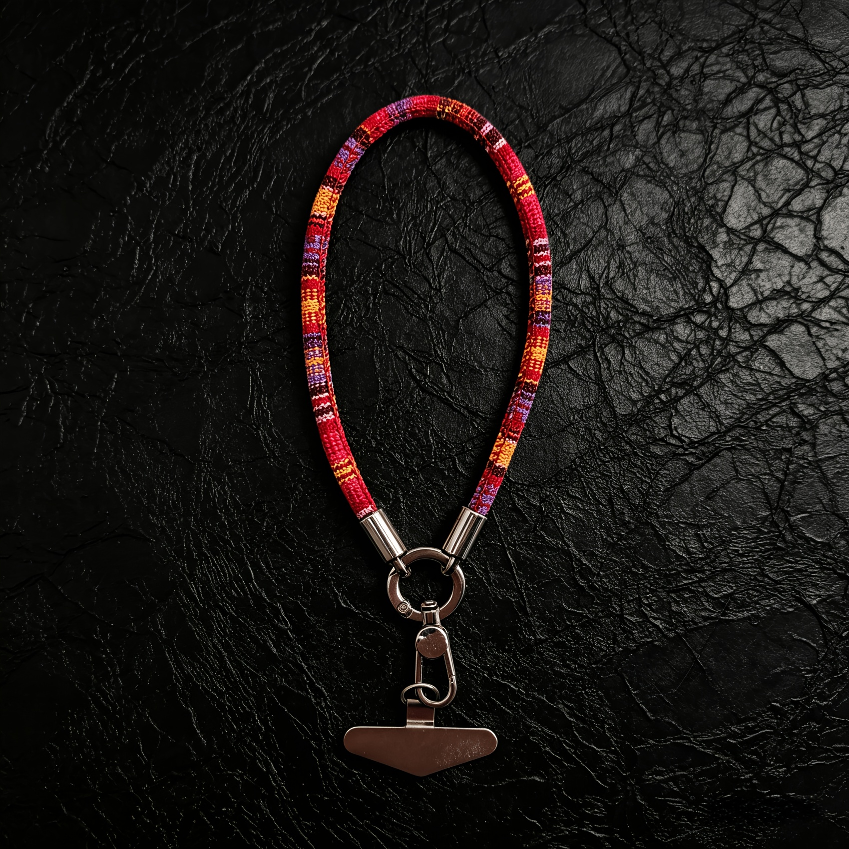 TEMU 1pc Bohemian Style Multicolor Woven Fabric Phone Lanyard, Wristband Anti-loss Chain, Outing Non-collision Style All- Pendant Universal Style