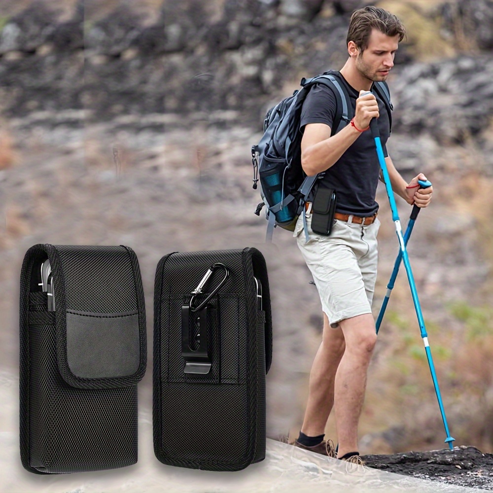 nylon dual pocket phone holster wallet men secure belt loop Temu - Main Image