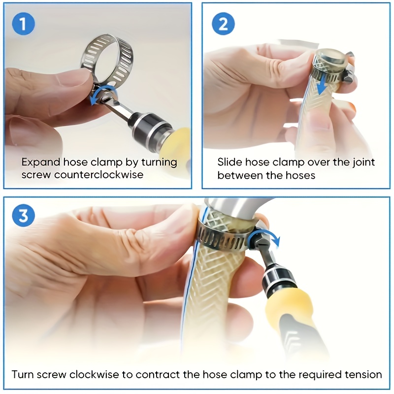 20pcs Premium Stainless Steel Hose Clamp Set - Adjustable Worm Gear for Pipes, Intercoolers & Plumbing - Durable 304 Construction, Fits 1/4