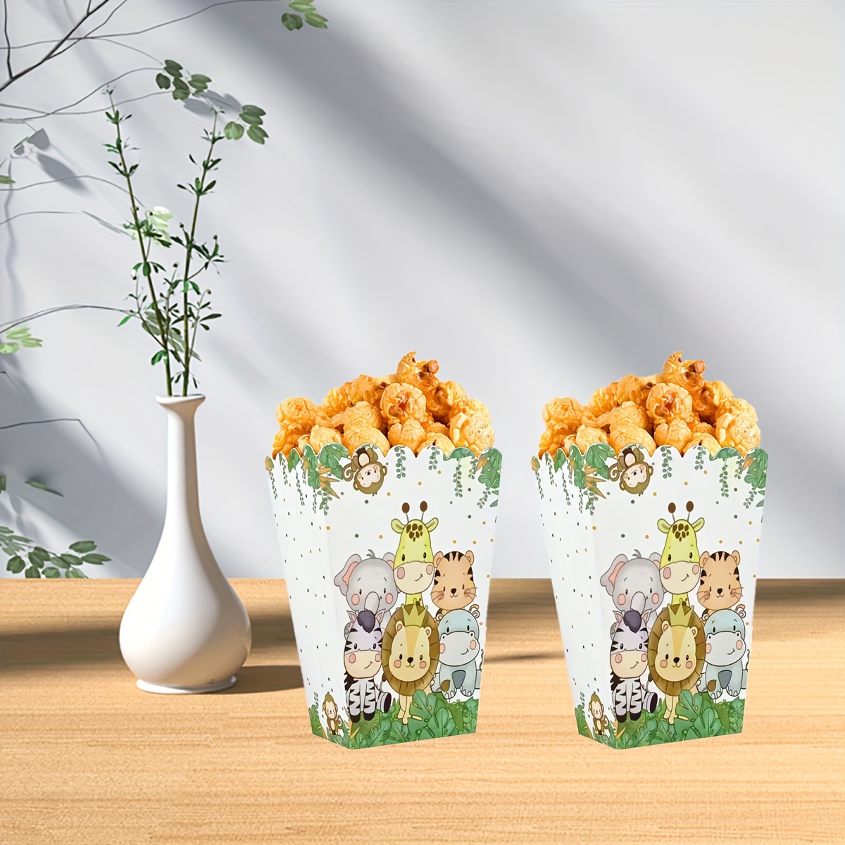 

6-pack Jungle Animal Themed Party Popcorn & Candy Boxes - Perfect For Birthday, Home Decor & More