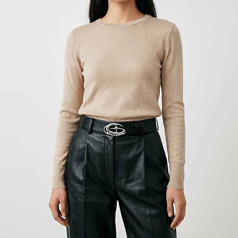 TEMU Ensemble de 1/2 pièces pour femme, boucle ovale étoilée argentée, ceinture réglable à double noire et blanche, boucle lisse en métal adaptée aux