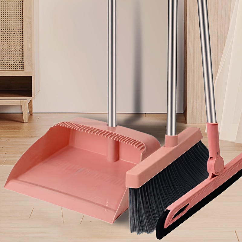 TEMU 3pcs Cleaning Set Long Handle - Uncharged Plastic Household And Dustpan , Squeegee Comb , Sweeping For -up - Cleaning Supplies Kit