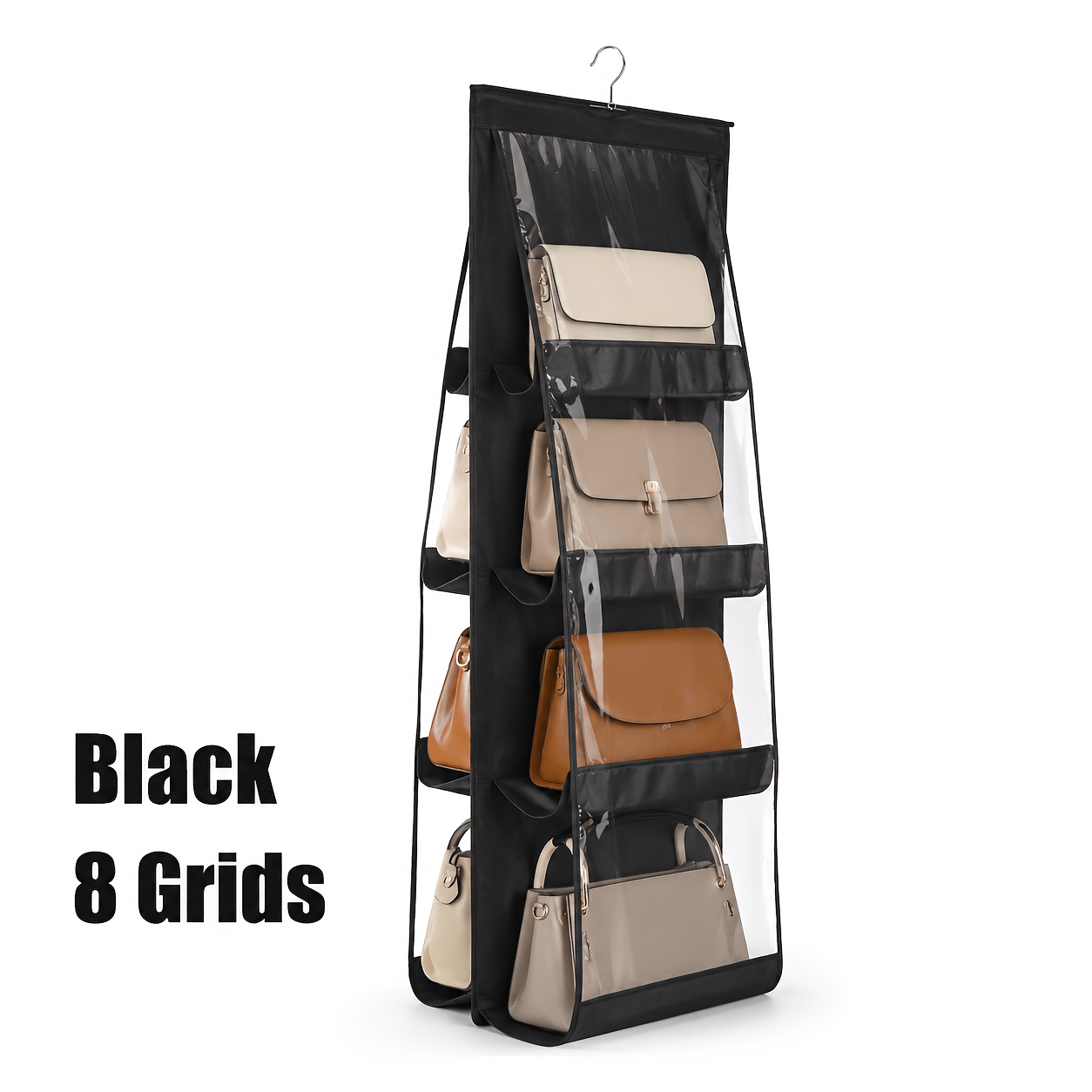 TEMU 1pc Handbag Hanging Organizer, With 8 Pockets, Hanging Purse Handbag Storage Holder, Oxford Cloth Closet Organizer, Foldable Universal Storage
