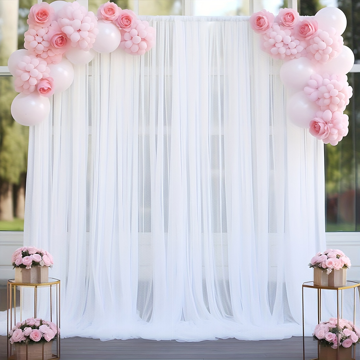 

1 Panel Elegant White Sheer Curtain For Outdoor Weddings - Romantic Rod , Polyester .0%, Proposals, Lawn Celebrations & Photo Backdrops, Wedding Decorations