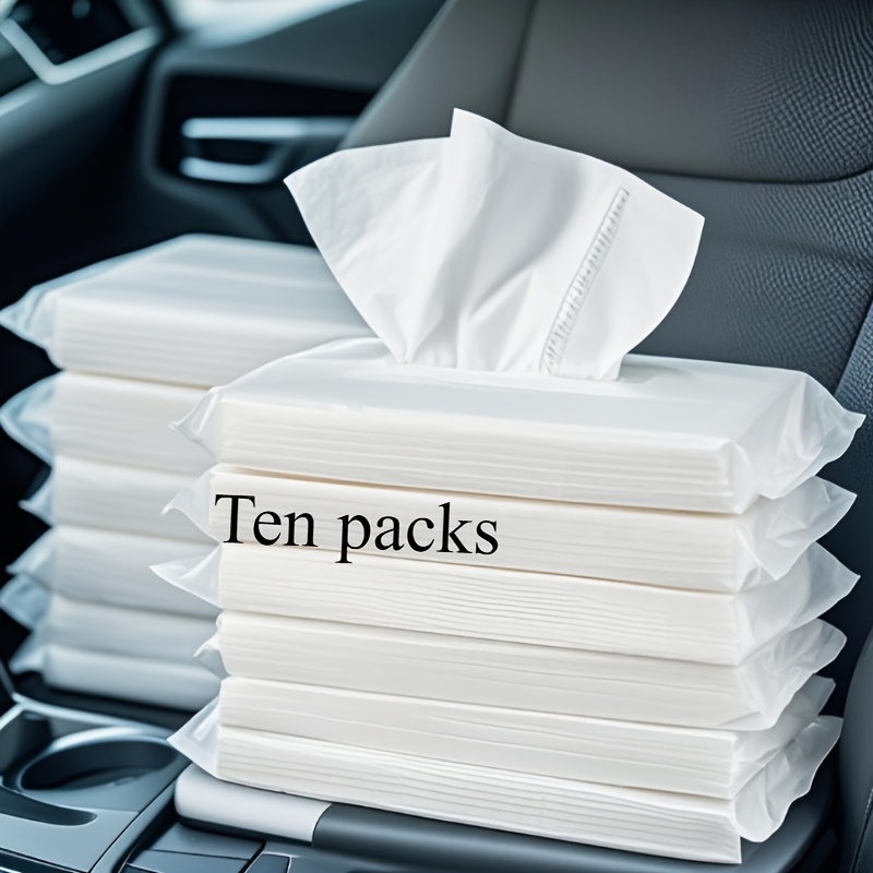 TEMU 10 Packs/car Tissue Refill Packs, 50 Sheets Per Pack, Disposable Facial Tissues, Napkins, Travel Bags, Tissue Boxes Or Bags Suitable For Car Sun