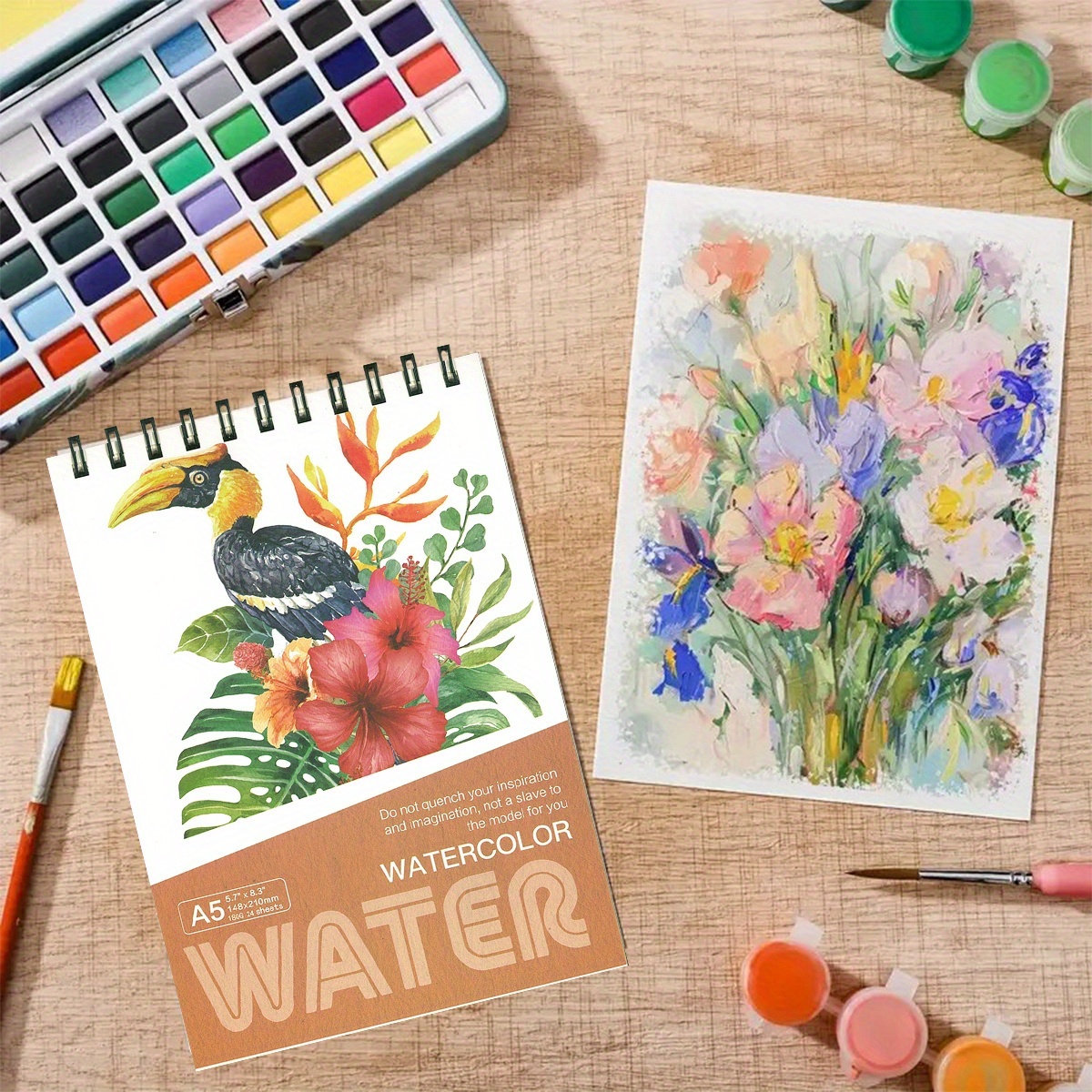 A5 Watercolor Paper Pad with Spiral Binding, Thick Pages