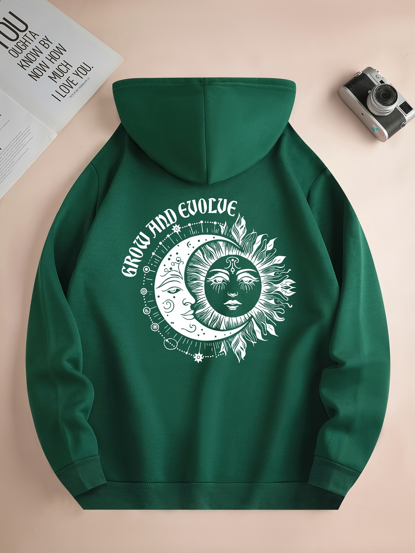 sudadera capucha estampada luna sol hombre afelpada Temu Spain